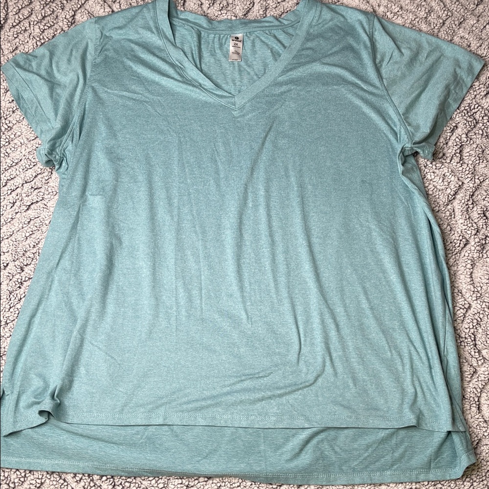 90 Degree By Reflex Aqua V-Neck Short Sleeve Tee